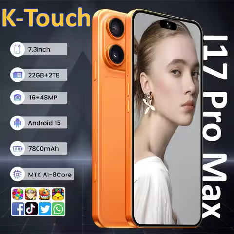 K-Touch I17 Pro Max Mobile Phones 7.3 Inch Smartphone Android 15 Cell Phone 22G+2TB 16+48MP Camera 5