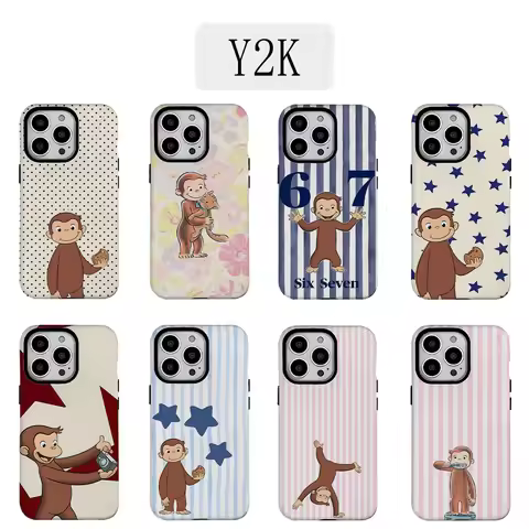 Luxury Y2K Curious George Phone Case for iPhone 17 16e 16 15 14 13 12 11 X XS XR XSMAX 7 8 Air Pro M