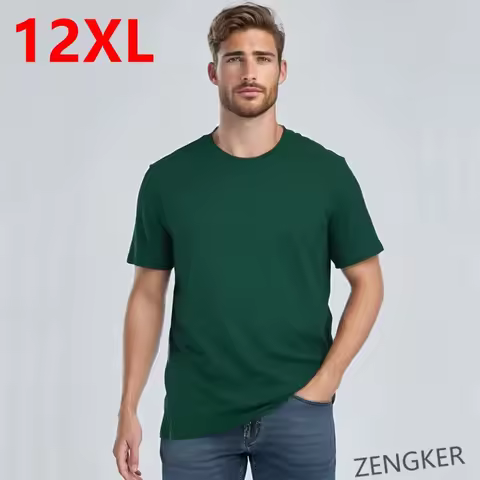 Summer Men's Short-sleeved 10XL 9XL Round Neck Half-sleeved Clothes big Size T-shirt Cotton Solid Co
