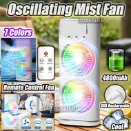👍Oscillating mist fan with Remote control Table fan USB Rechargeable Portable Fan Camping jisulife f