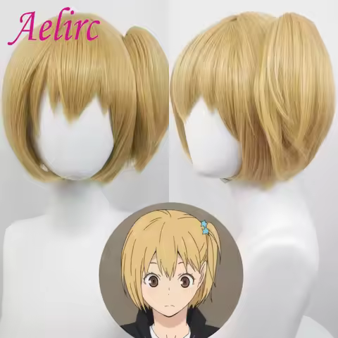 Hitoka Yachi Cosplay Wig Anime Coser Single Ponytail Synthetic Short Straight Wig Heat Resistant Fib