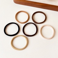 Milk Coffee Color Thin Towel Ring Simple Basic Style Tie Scalp Rubber Band High Elastic Ponytail Hea