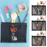Makeup Bag Mesh Makeup Travel Zip Pouch Cosmetic Wallet Bag Nylon Portable Quick-Dry Mesh Toiletry B