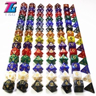 7pc/set Dice Set Multi-Sided Dice with Marble Effect DND and RPG Dice Game for Parties Toy Bauble Gi