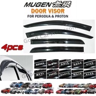 (4 PCS) Mugen Air Press Window Door Visor For Alza Ativa Bezza Aruz Waja Axia Persona Saga Myvi Kanc