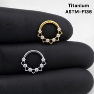 F136 Titanium Cubic Zirconia Septum/Daith Piercing Jewellery 16G, 8mm (1 Piece)