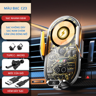 Giá đỡ Điện Thoại cảm ứng cho Ô Tô C23 sạc nhanh 66W tích hợp sạc không dây & sạc nam châm Led RGB.