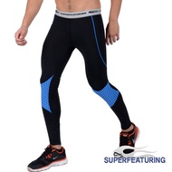 【SUPERFEATURING】專業跑步 三鐵 Hicolor運動壓縮緊身褲 (亮藍/L)