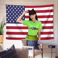 NewJeans Haerin  American Flag Wall Tapestry with Clips Polyester Tapestries Bedroom Wall Hanging Ta
