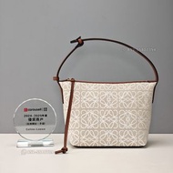 🔥(25年傑出商戶) LOEWE Small Cubi bag in Anagram jacquard and calfskin 飯盒包 手提袋 手袋 米白色 生日禮物 新年禮物 情人節禮物 Vale