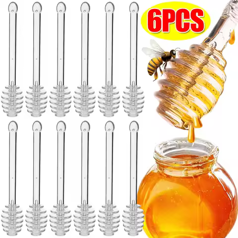 Transparent Honey Stirrer Stick Spoon Dessert Coffee Milk Tea Jam Dispenser Mixing Sticks Honey Stir