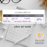 Vocabulary notebook - Vocabulary list - notebook a4, a5