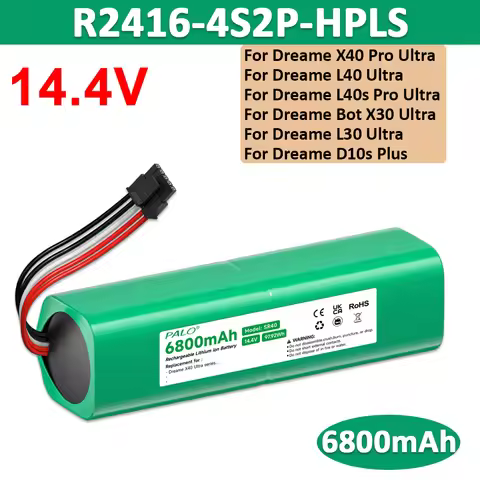 NEW 14.4V 6800mah R2416-4S2P-HPLS Battery For Dreame D10s Plus/L30 Ultra/L40s Pro Ultra Robot Vacuum