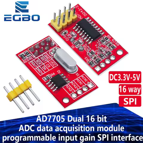 1~10pcs EGBO AD7705 Dual 16 bit ADC data acquisition module programmable input gain SPI interface