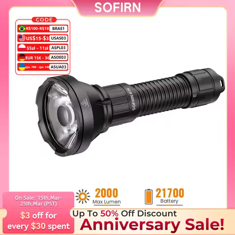 Sofirn SF26 2000lm SFT40 LED 6000K Tactical Flashlight Type-C Rechargeable Protable Powerful 21700 T