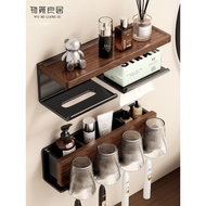 [48H Shipping] North American Walnut Bathroom Tissue Box Washstand No-Drill Vintage Style Solid Wood