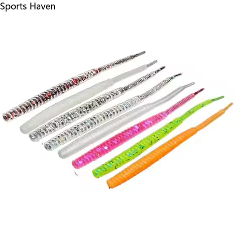20Pcs Soft Silicone Shearable Worm Lures Small Artificial Fishing Bait 50mm, 60mm