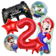 7pcs Super Mario Balloons 32 inch Number Balloons Boy Girl Birthday Party Mario Luigi Bros Mylar Green Red Foil Balloon Set Decor