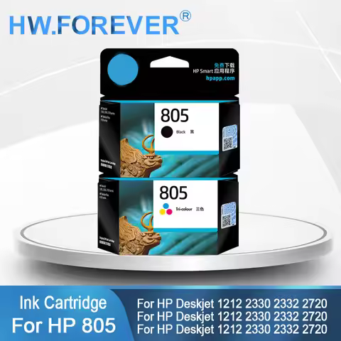 Original New 805 805XL Ink Cartridge For HP Deskjet 1212 2330 2332 2720 2721 2722 Printers Vivid Col