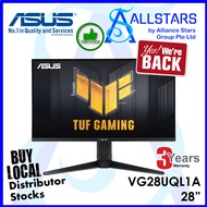 (ALLSTARS : Promo) ASUS VG28UQL1A 28 inch 4K UHD IPS Gaming Monitor / 3860 x 2160 / 144Hz / Fast IPS / 1ms / DisplayHDR400 / DP v1.4x1+HDMI 2.1x2 + HDMI 2.0x2 / USB3.0 Hub / Pivotable / VESA Mount 100x100mm / VG28 (Warranty 3years on-site by Asus SG)
