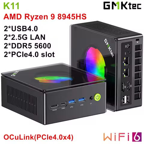 GMKtec Gaming Mini PC Nucbox K11 AMD Ryzen 9 8945HS OCuLink 2*USB4 2*DDR5 2*PCIe 2*2.5G LAN Desktop 