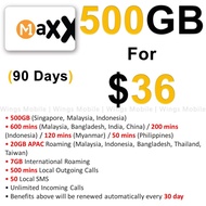 M1 Maxx $36 | 90 Days Plan | 500GB every 30 days| 300min IDD | Recharge | Renewal | Top Up | M1 Maxx