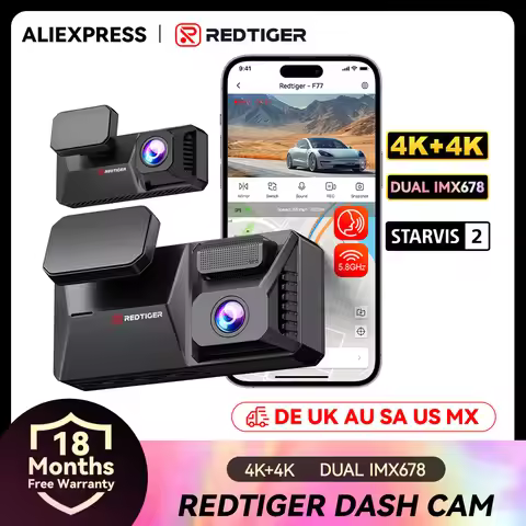 REDTIGER F77 Dashcam Front and Rear 4K+4K HDR Dual Dash Cam STARVIS 2 Night Vision Voice Control Bui