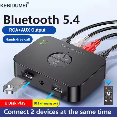 Bluetooth 5.4 Audio Receiver 3.5mm AUX RCA Stereo Lossless Music Wireless Adapter support U-Disk Pla