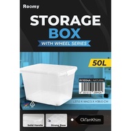 Plastik Storage Box Transparent 50Liter With Wheel/Bekas Simpanan/Box/Multiple Box/
