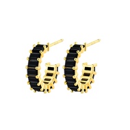 My Juvel 14K Gold Plated 925 Sterling Silver Meredith Huggies Gold Black Earrings Accessories For Wo
