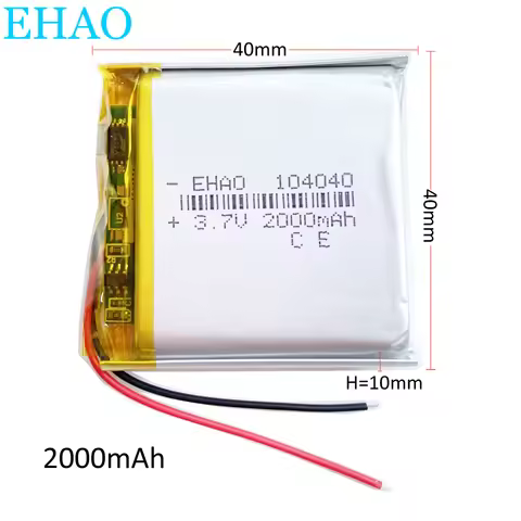 3.7V 2000m Lithium Polymer LiPo Rechargeable Battery 104040 Power For GPS PSP DVD Mobile phone Video