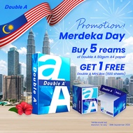 Kertas A4 Double A 80gsm (1 kotak/5 rim) - Percuma 1x Kotak Mini Double A