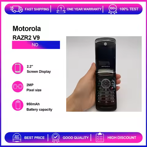 Refurbished Unlocked Motorola RAZR2 V9 2MP 2G/3G 950mAh Phone Russian Arabic Hebrew Keyboard Good Co