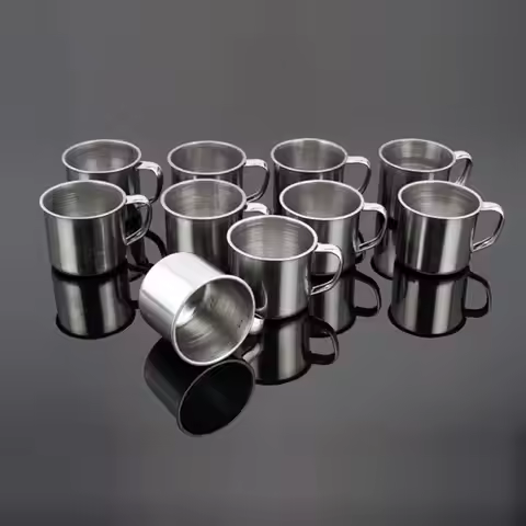 200ml Mini Travel Metal Tumbler Pint Portable Cup Coffee Mug Camping Stainless Steel