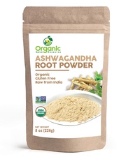 Organic Ashwagandha Root Powder -8 Ounce | Lab Tested for Purity | Resealable Kraft Bag,Non-GMO, Ind