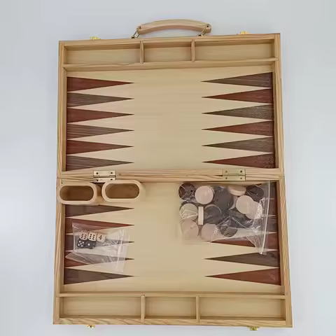 Wooden Backgammon Western Land War Chess Set Classic Strategy Board Game Wooden Playing Pieces and A