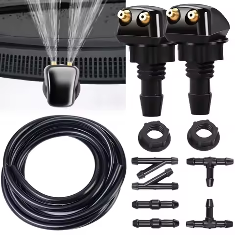 DIY All in One Car Wiper Washer Hose Set Wipers Spray Hose Fitting Car Windshield Washers Nozzle Was