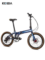 Kosda22-Inch Aluminum Alloy Portable Ultra Light Folding Bike Disc Brake Variable Speed Work Clothin