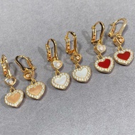 Love Earrings Red Agate Pink Diamond Earrings Peach Heart Earrings Full Diamond Jewelry Earrings Jew