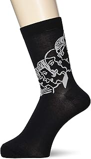 Nigai 2352042 Men's Style Jun Iida Collaboration Monochrome Face Casual Socks, Black, US Men's Size 