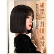 Wig Full Headgear Female Simulation Human Hair Natural Fluffy Age-Reducing Knife Cut Bob Head Clavic