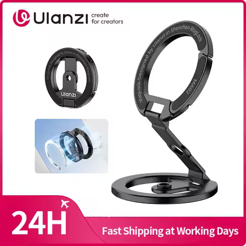Ulanzi MA02 MagLock Daul Magnetic Phone Stand Phone Mount Handle for iPhone 16 15 Magnetic Hook Ring