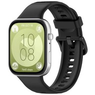 全城熱賣 - 適用於 華為 Watch Fit3 彩扣硅膠運動錶帶（黑色）