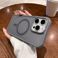 Titanium Gray metal button magnetic wireless charging case for iPhone 11 12 13 14 15 16 Pro Max shoc