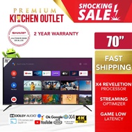 Sharp Aquos 70 Inch 4K UHD Android TV 4TC70DK1X | X4 Revelation Processor | Game Low Latency | Googl