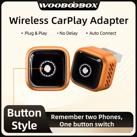 Wooboobox Wireless CarPlay Adapter, One-Tap Switch Between 2 Phones, Plug & Play USB CarPlay Dongle 