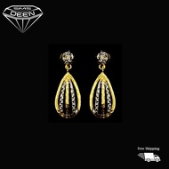 SMS DEEN Fancy Rhodium Earrings (Screw Type), ±4.39GM - Gold 916 Emas - Subang (Info: ±3.0x1.0CM -4.