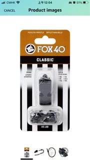Fox 40 Classic Official Whistle with Break Away Lanyard 哨子