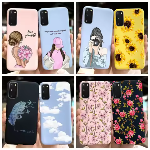 Fashion Girl Flower Phone Case For Samsung S20 5G Candy Color Silicone Soft Cover Cases For Samsung 
