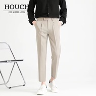 HOUCH COD Men Cropped Pants Business Trousers Men Smart Pants Formal Slim Fit Elastic Men Chino Pant